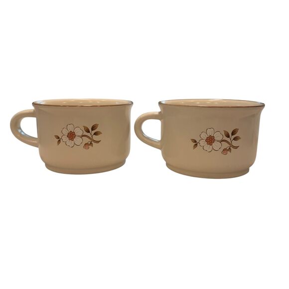 Covington Edition Floral Stoneware Japan Set Of 2 Soup Chili Coffee Mugs - Picture 2 of 5